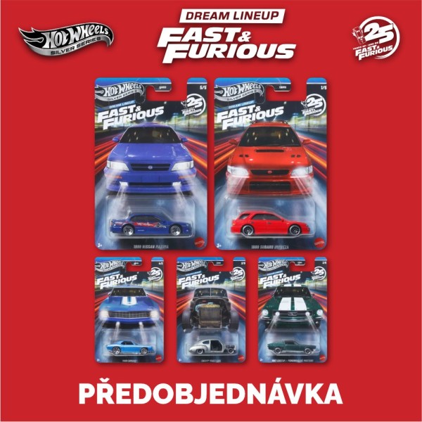 Hot Wheels Silver Series Fast and Furious Dream Lineup sada 5ks - Předobjednávka