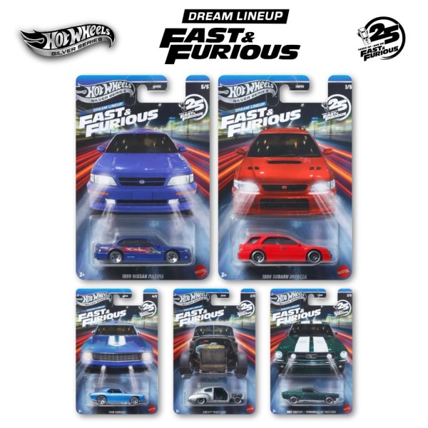 Hot Wheels Silver Series Fast and Furious Dream Lineup sada 5ks