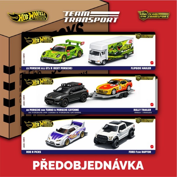 Hot Wheels Premium Team Transport M s Rexy - sada 4ks (bedna) - Předobjednávka