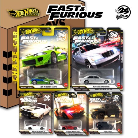 Hot Wheels Premium Fast and Furious 25th anniversary SET 1 - sada 10 ks (bedna) včetně chase