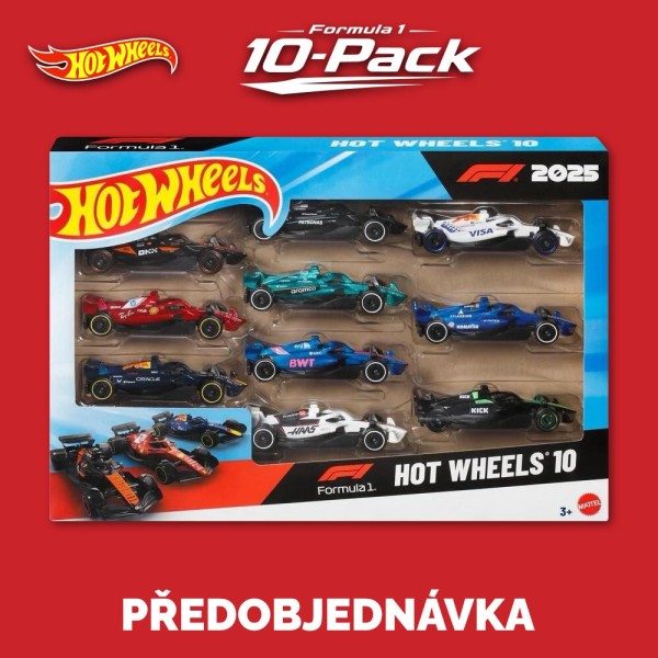 Hot Wheels F1 Formula 1 10-pack sada 10ks - Předobjednávka