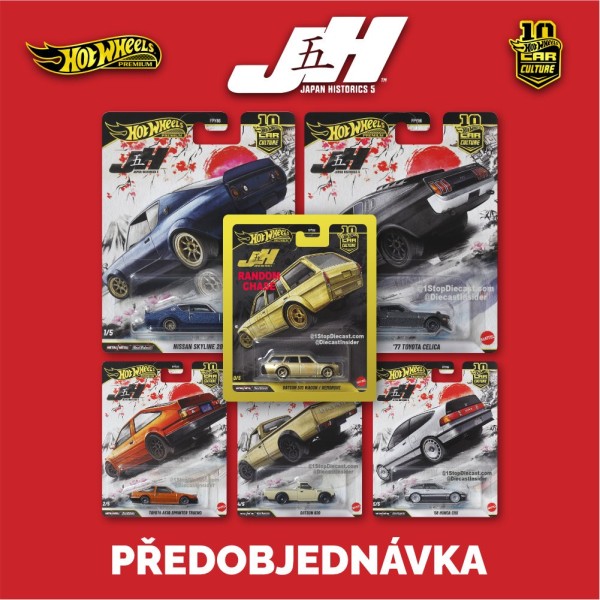Hot Wheels Japan Historics 5 - 10 let Car Culture 2026 sada 5ks - Předobjednávka