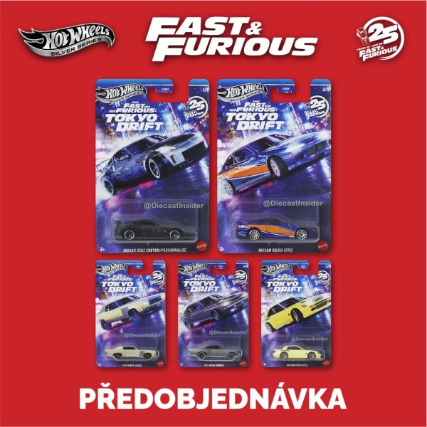 Hot Wheels Silver Series Fast and Furious Tokyo Drift 2025-M sada 5ks - Předobjednávka